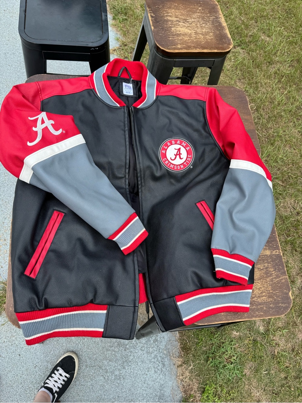 Pro Edge Black, Red & Gray Alabama Varsity Bomber Jacket